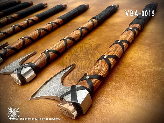 SHINY CRAFTS -Norse Viking Axe, Hatchet with Leather Sheath Best Tomahawk Viking Hatchet- Viking Bearded Axe, Camping Axe, Gift for Him with Sheath (SCAH 15)