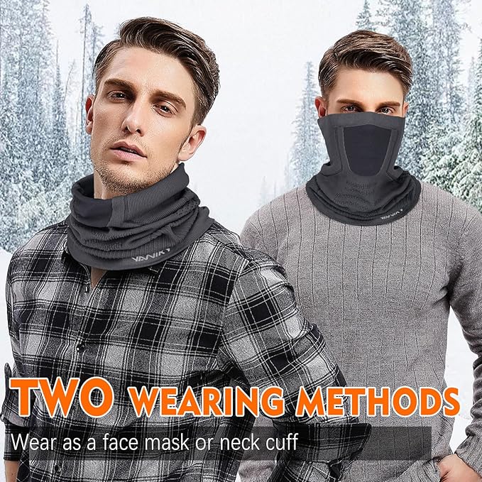 Winter Neck Warmer Gaiter Ski Face Mask, Breathable Fleece Balaclava Windproof Cold Weather Scarf