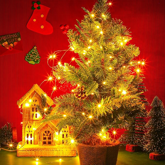 Macarrie 20 Pcs USB String Lights 33 ft 100 LED Fairy Lights Powered String for Christmas Indoor Outdoor Wedding Party Tree Home Festival Garden Decoration (Warm White)