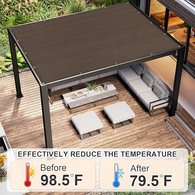 Cool Area Sun Shade Cloth with Grommets 4×6 FT Shade Panel Shade Tarp Screen Fabic for Outdoor Patio Pergola Cover Deck Garden, Brown (Customized)