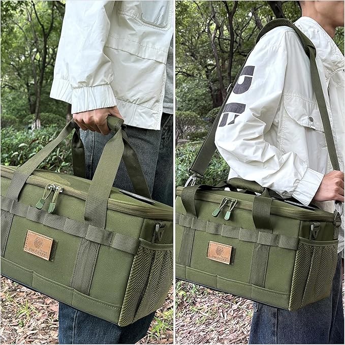 Tactical Camping Storage Bag 18L Tactical Utility Tote Bag Camping Cookware Organizer Trunk Organizer (Army Green)