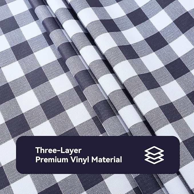 Romanstile Rectangle Vinyl PVC Tablecloth, 100% Waterproof Buffalo Plaid Plastic Table Cloth, Oil Proof Heavy Duty Wipeable Table Covers for Dining/Camping/Picnic/Outdoor - 60 x 120, Navy Blue