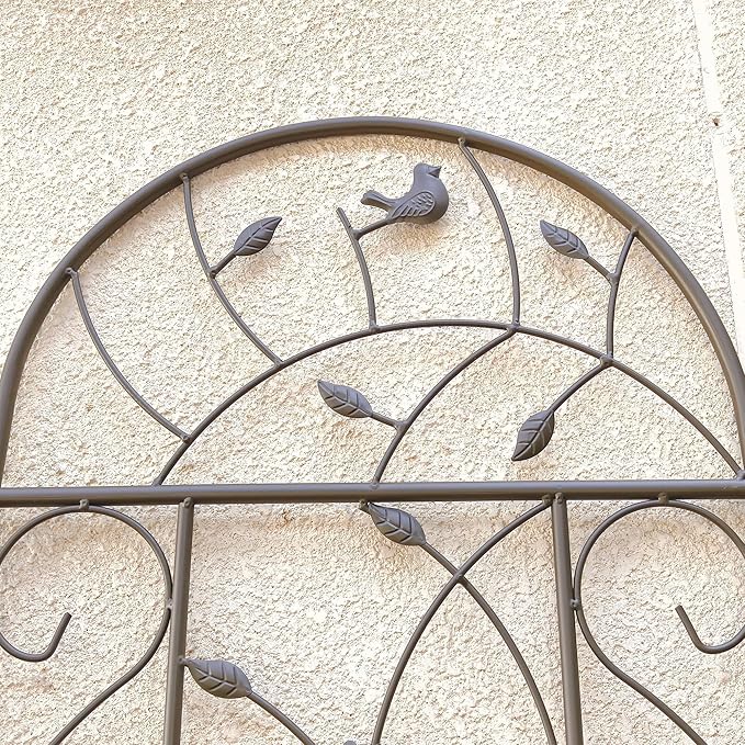 Metal Garden Trellis Rustproof Trellis for Climbing Plants Outdoor Flower Support Bird Deco (Brown-4 Pack, 86.7"x19.7")