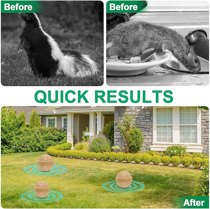 24 Pack Skunk Repellent Outdoor, Natural Peppermint Skunk Repellent Ball Humane Keep Skunk, Squirrel, Mouse, Mole Away from Yard Garden Lawn, Powerful Skunk Deterrent Outdoor