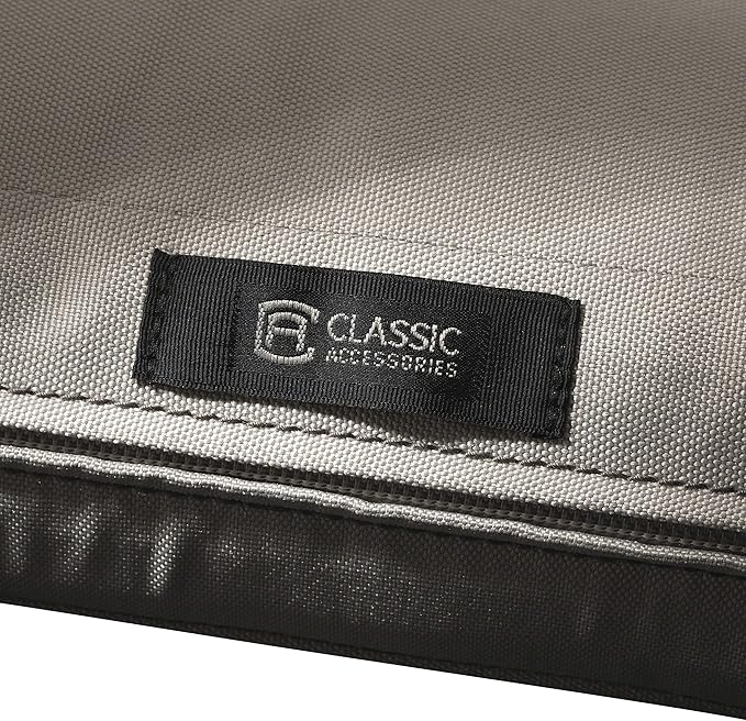 Classic Accessories Ravenna Water-Resistant Patio Lounge Chair/Loveseat Cushion, 25 x 27 x 5 Inch, Mushroom, rectangle Outdoor Seat Cushion