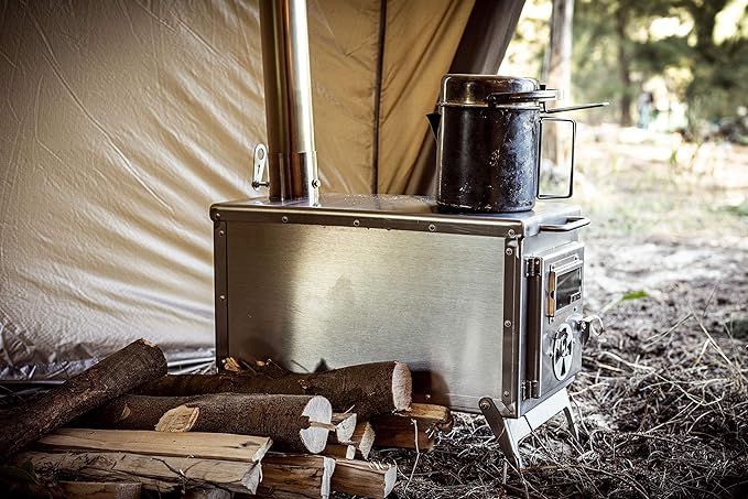 OneTigris Tiger Roar Tent Stove, Portable Wood Burning for Winter Camping Hunting and Outdoor Cooking, Pipes Included