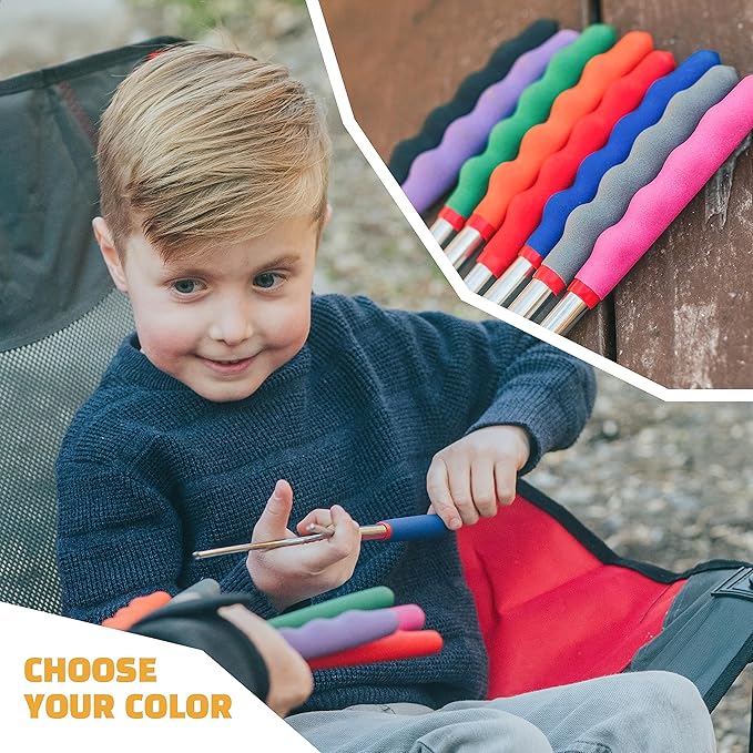 MalloMe Smores Sticks for Fire Pit Extra Long - Marshmallow Roasting Sticks Smores Kit -Smore Skewers Hot Dog Fork Campfire Cooking Equipment, Camping Essentials, Outdoor Campfire Accessories 45"8Pack