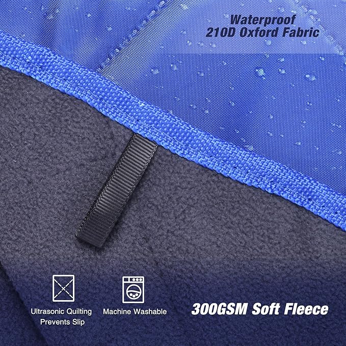 REDCAMP Large Waterproof Stadium Blanket for Outdoor Sports, Soft Warm Fleece Camping Blanket Windproof for Cold Weather, 79"x 59"Blue