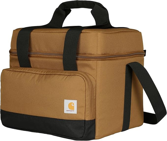 Carhartt Insulated Two Compartment Cooler, Durable Water Repellent Material W/Front Zippered Pocket for Camping, Beach & Travel