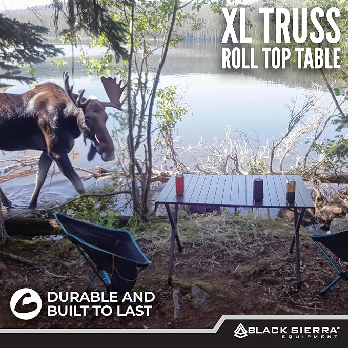 Black Sierra XL Folding Portable Camping Table, Lightweight Table for Indoor/Outdoor use, Tailgating & Picnic, Foldable Outdoor Carry Bag