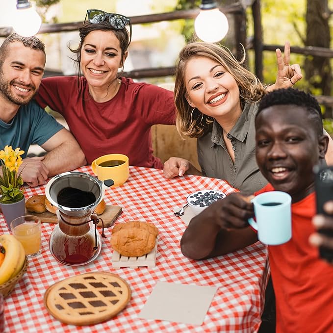 AGOGO Pour Over Coffee Maker Glass - 6/8/10 Cup Barista Kit with 304 Stainless Filter for Home, Office, Camping, Cafes - Easy Clean Coffee Dripper Set (Rag&Brush Included) (10 Cup/34oz)