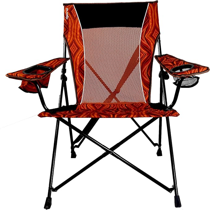 Kijaro Enjoy Versatile Folding Sports, Outdoor Chair & Lawn Chair, Dual Lock Feature, Destination Print - Victoria Desert Orange