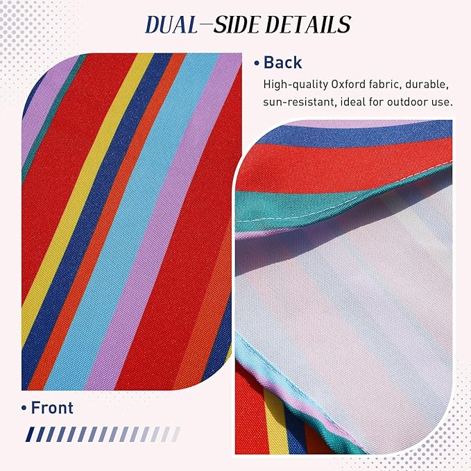 Poise3EHome 60X84 Outdoor/Indoor Waterproof Spillproof Rectangle Tablecloth with Umbrella Hole Zipper for Camping, Picnic, Party, Patio Table, Spring, Color Stripe