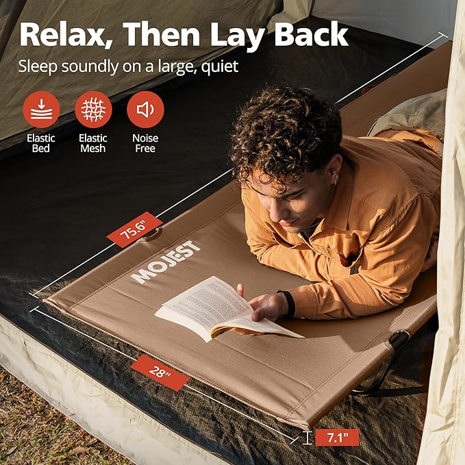 Ultralight Camping Cot for Adults, Portable Folding Camping Bed, Supports 350 lbs - Lightweight for Travel, Camping, Hiking, Backpacking, Mountaineering (Khaki)