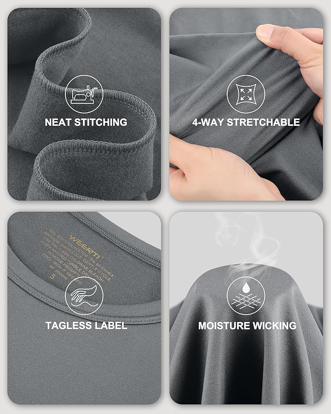 WEERTI Thermal Underwear for Men Long Johns with Fleece Lined, Base Layer Men Cold Weather Top Bottom