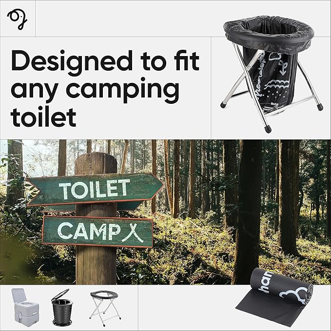 Green Elephant Portable Camping Toilet Bags – Compostable Potty Bags for Portable Toilet, Wag Bag Human Waste Kit, Fits 5-Gallon Buckets, Biodegradable Outdoor Waste Solution, 15 Count, 8 Gal