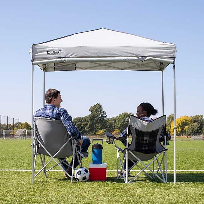 Core Instant Straight Leg Canopy Tent with Adjustable Sun Wall, 6 ft x 4 ft , Gray