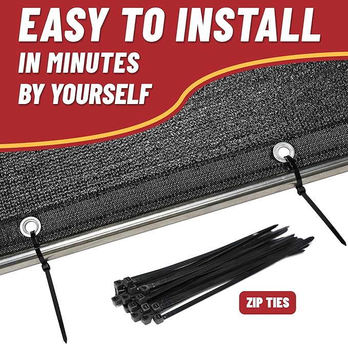 ShadeMart 70% Shade Cloth, Black, 3' x 33', Polyethylene, Water Resistant, Shade Tarp with 40 Zip Ties, Grommets, Ideal for Gardening, Picnic