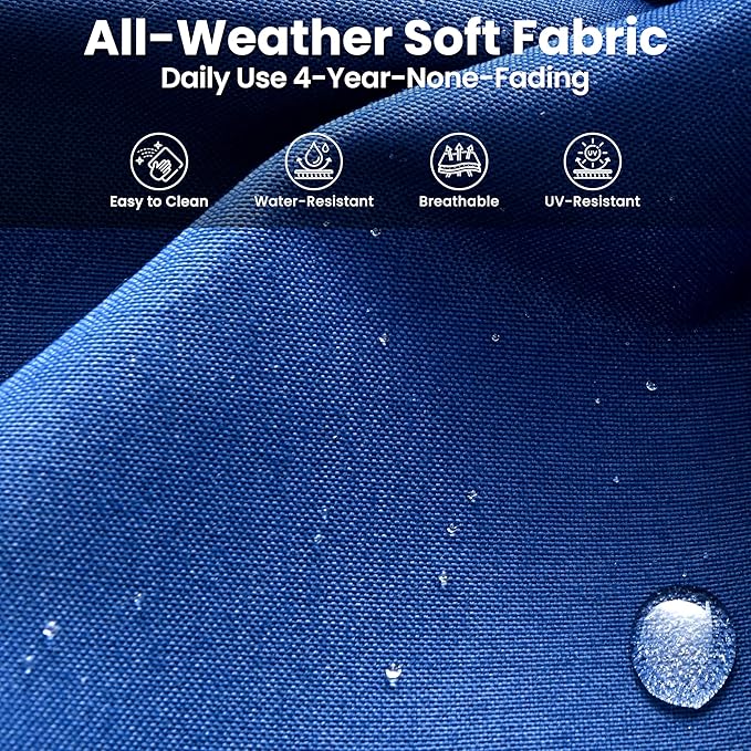 ovios 6 Pieces Patio Furniture Set with 30" Fire Pit Table, Outdoor Wicker Sofa with Ottomans, Comfy Cushions, High Back Couch Conversation Set, Brown Rattan, Navy Blue