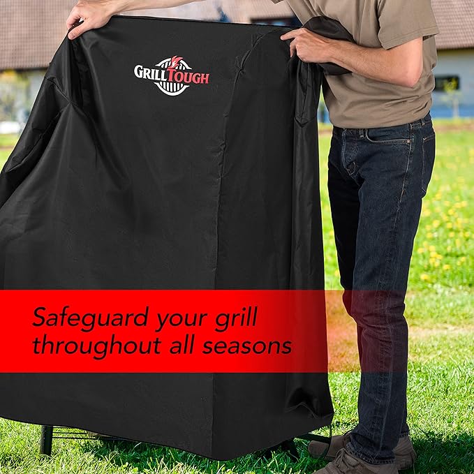 Heavy Duty Smoker Cover for Outdoor Griddle, 40 Inch – Waterproof, Weather Resistant, UV & Fade Resistant with Adjustable Straps – BBQ Cover for Flat Grill, Black