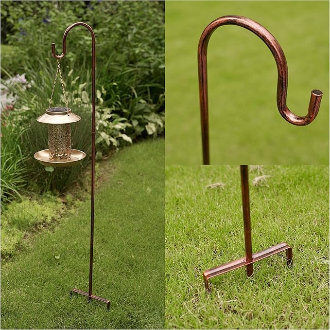 2 Pack Shepherd Hook 48 inch 1/2 inch Thick Use at Weddings, Hanging Solar Lights, Lanterns, Bird Feeders, Metal Hanger Hook. (Bronze, 48 inch) U.S. Patent.