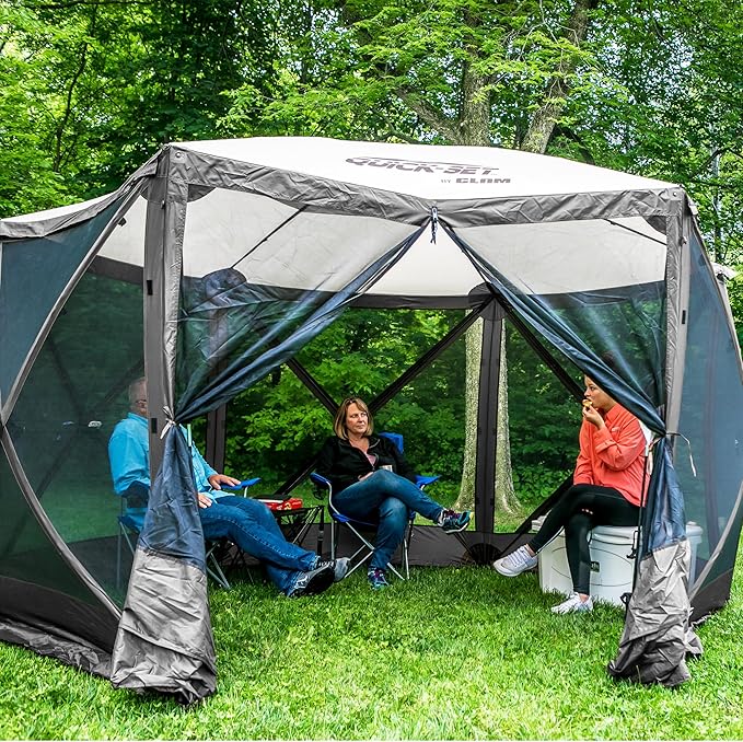 CLAM Pop Up Screen Tent, Outdoor Camping Gazebo Canopy, Escape, 11.5', Gray