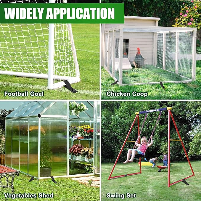 Eurmax USA Ground Anchors Screw in Trampoline Anchors High Wind Tent Stakes Heavy Duty Ground Stakes Trampoline Stakes Anchor Kit Set of 4 Bonus 4 Strong Belt (Black)