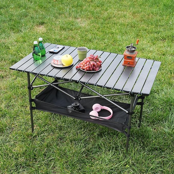 Opliy Portable Folding Camping Table for 4-6 Persons Aluminum Collapsible Table Lightweight with Carry Bag for Camping, Hiking, Picnics, BBQ, Beach Trips & Tailgating