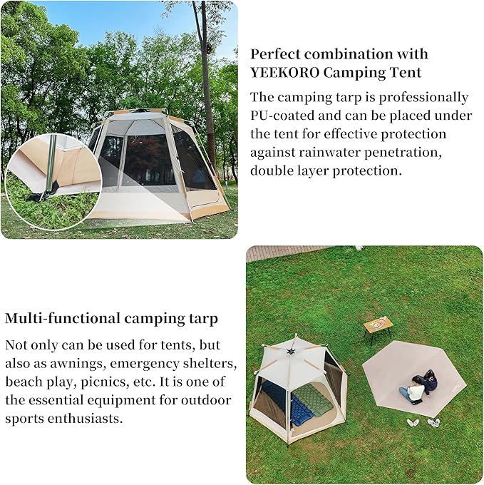Tent Footprint, 210D Oxford Cloth Camping Tent Tarp, PU 3000 Waterproof Ground Sheet Mat for Tent, Backpacking, Hiking, Beach