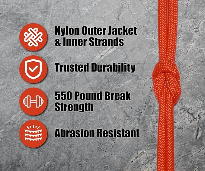 BORED? PARACORD! 550 lb Paracord - Ideal for Crafting, Camping, DIY Projects, Active & Military Outdoors - Strong Survival Rope - Tactical Parachute Cord Type III - Neon Orange 1000 Feet