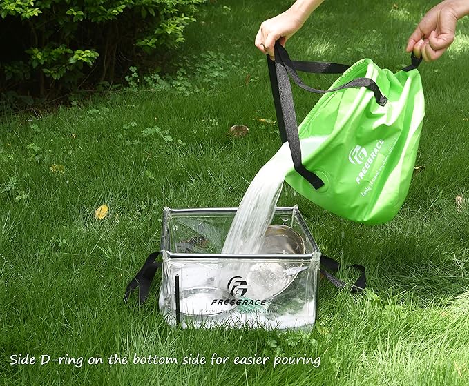 Premium Collapsible Bucket by Freegrace - Compact Portable Folding Water Container - Lightweight & Durable - Includes Handy Tool Mesh Pocket