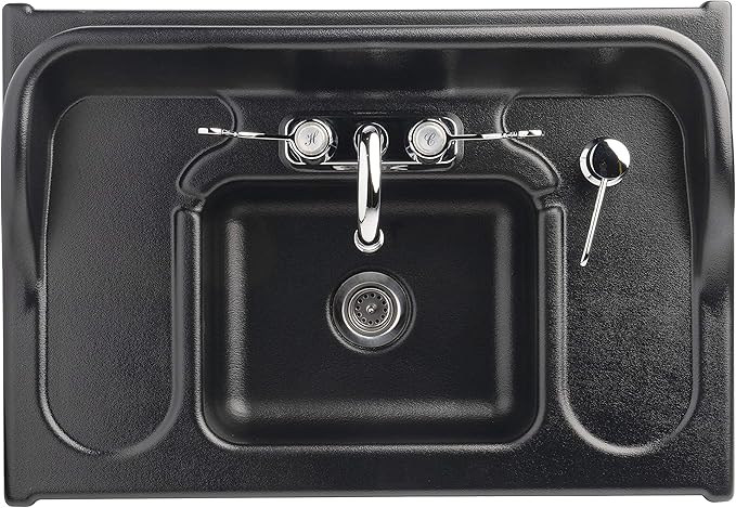 Ozark River Portable Sinks Premier Black, Black Laminate-ABS Sink, Mobile Self Contained Sink, Mobile Hand Washing Station, Portable Sink with Hot Water, Portable Sink Hand Wash Station, 110V