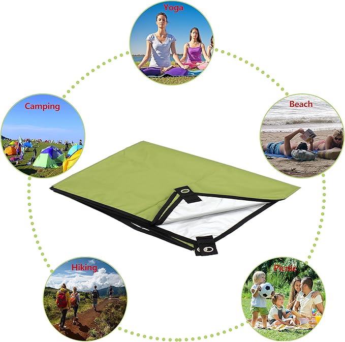 WoneNice 118 x 118 inches Waterproof Camping Tarp Footprint Ground Sheet - Lightweight, Durable UV & Rain Protection for Tents, Beach, Picnics, Car or Camping and Adventure, Army Green