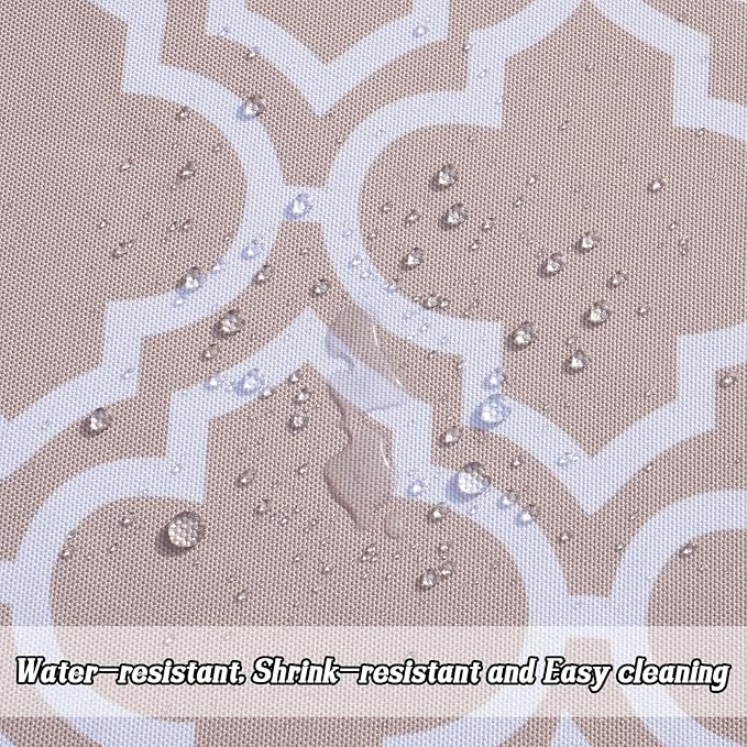 Poise3EHome Outdoor Tablecloth Rectangle with Umbrella Hole Waterproof Spillproof for Patio Table Picnic Camping Spring Summer, Khaki (52X70 Zipper)