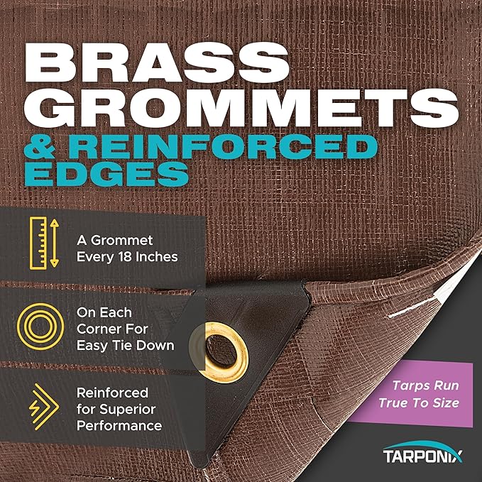 6' x 20' Ultra Heavy Duty Tarp – 20 Mil Brown/White Waterproof Outdoor Cover, UV Protection, Reinforced Corners, Ideal for Camping, Tent, and Outdoor Use