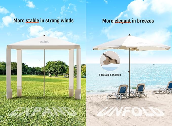 Beach Cabana, 6.2' x 6' Portable Canopy with Side Wall, 4 Adjustable Height, UPF 50+ UV Protection, Easy to Set Up Tent, Waterproof Beach Shelter for Outdoor Patio