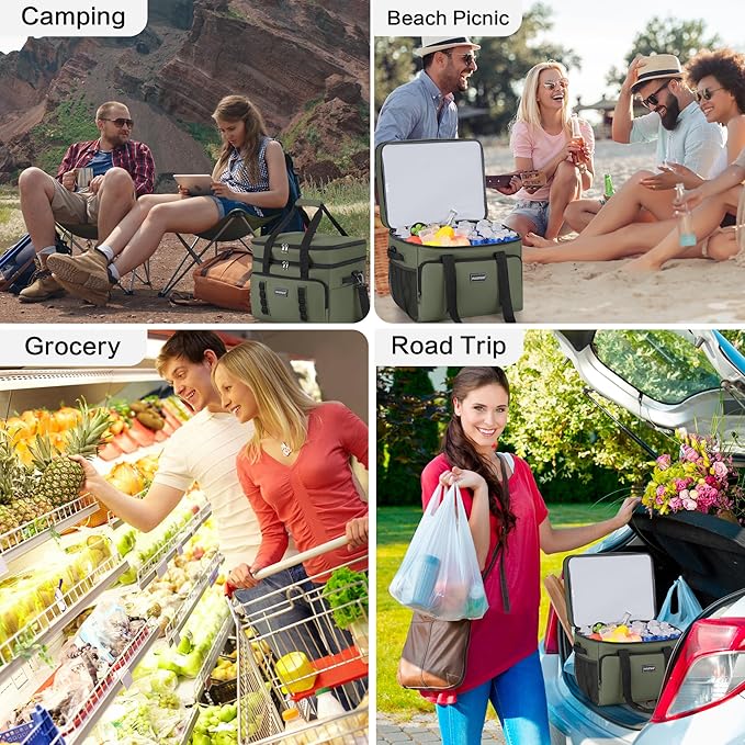 Insulated Soft Cooler Bag, Large Ice Coolers Soft Sided Ice Chest for Beach, Collapsible and Portable