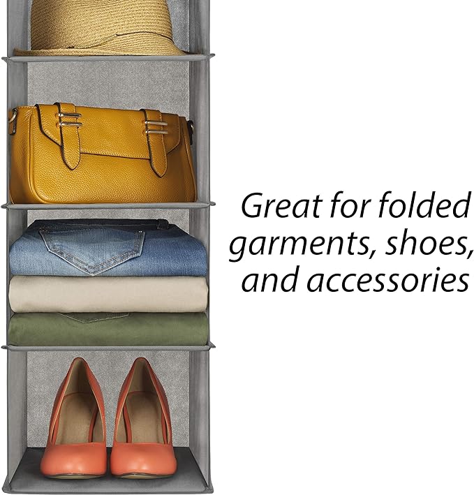 Whitmor 5 Section Closet Organizer - Hanging Shelves with Sturdy Metal Frame