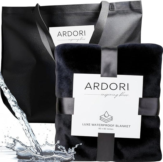 Waterproof Blanket King Size (Black & Gray, 82x82") Absorbent, Leakproof Fleece Protector for Bed, Couch - Water Proof and Stain Resistant, Plush Throw Blankets, Moisture Repellant Top Cover, Throws