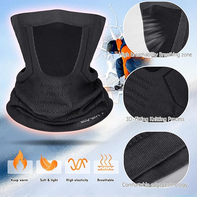 Winter Neck Warmer Gaiter Ski Face Mask, Breathable Fleece Balaclava Windproof Cold Weather Scarf