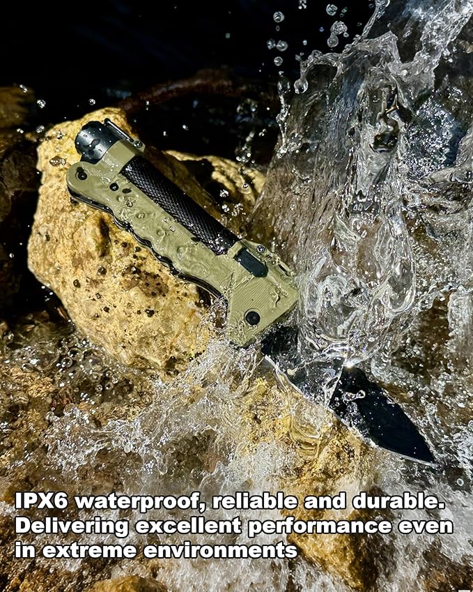 VIPERADE VAK6 Survival Multitool with Folding Knife, LED Flashlight, Pulse Ignition and Hand Crank Generator, Camping Multitool Knife Rechargeable Flashlight with Belt Sheath (Green)