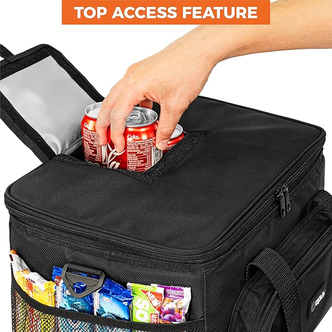 OPUX Soft Cooler Bag, Insulated Collapsible Lunch Cooler Tote for Men Work Camping Beach Travel, Portable Soft Sided Leakproof Waterproof Large Lunch Bag Box with Shoulder Strap 40 Cans, Black