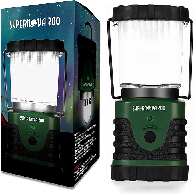 Supernova Battery Powered Lantern, Bright, Long Lasting, Weather-Resistant LED Camping Lantern, Great for Storms, Hurricane Supplies, Survival Kit, Power Outages, Outdoors, & Camping Essentials (300)