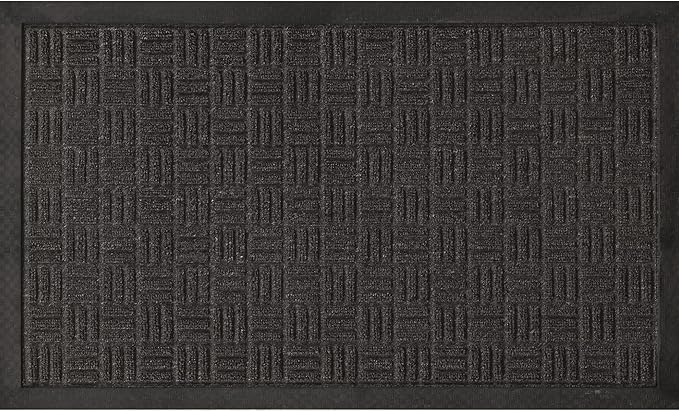 Ottomanson Easy Clean, Waterproof Non-Slip Indoor/Outdoor Rubber Doormat, 18" x 30", Charcoal