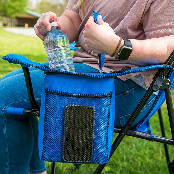 Kijaro Dual Lock Portable Camping Chairs - Enjoy Outdoors with Versatile Folding Sports & Lawn Chair - Dual Lock Feature Locks Position - Maldives Blue with Cooler