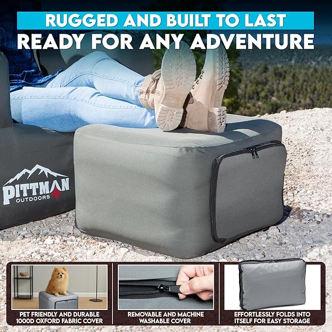 Pittman - Camping Inflatable Furniture Set with Built in Pump for Outdoors & Indoors - Blow Up Couch Set has Heavy Duty Puncture Resitant Fabric for Inflatable Sectional Comfort & Durability