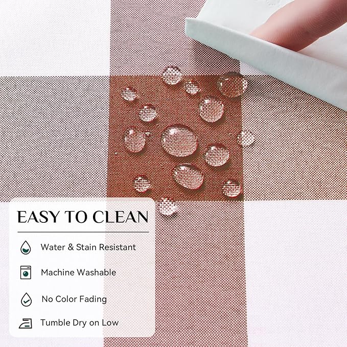 Softalker Gingham Checkered Rectangle Tablecloth - Waterproof Buffalo Plaid Table Cloth Stain Resistant Washable Table Cover for Picnic/Camping/Outdoor - Rust and White, 60 x 84 Inch