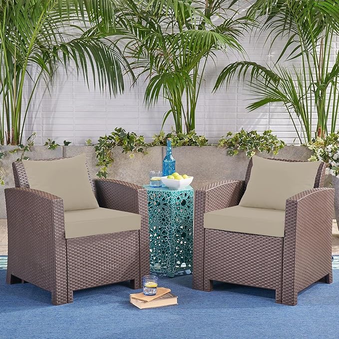 Outdoor Cushions for Patio Furniture, Waterproof Outdoor Chair Cushion w/Fade-Resistant, Removable & Machine-Washable Cover, 22x22 Inch, Deep Seat Sofa/Couch Pad Replacement – Set of 2, Cream