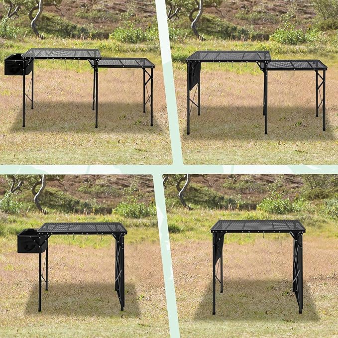 RedSwing Folding Grill Table with Sink and Double Shelf, Multifunctional Portable Grill Stand Table for Outdoor Camping Picnic BBQ, 69 x20 x31.5 Inches, Black
