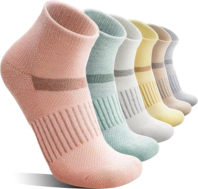 6 Pairs Merino Wool Ankle Running Hiking Socks Compression Support Breathable Thick Cushion No Show Socks for Women Men